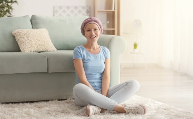 a cancer patient is waiting for her rehabilitation session.